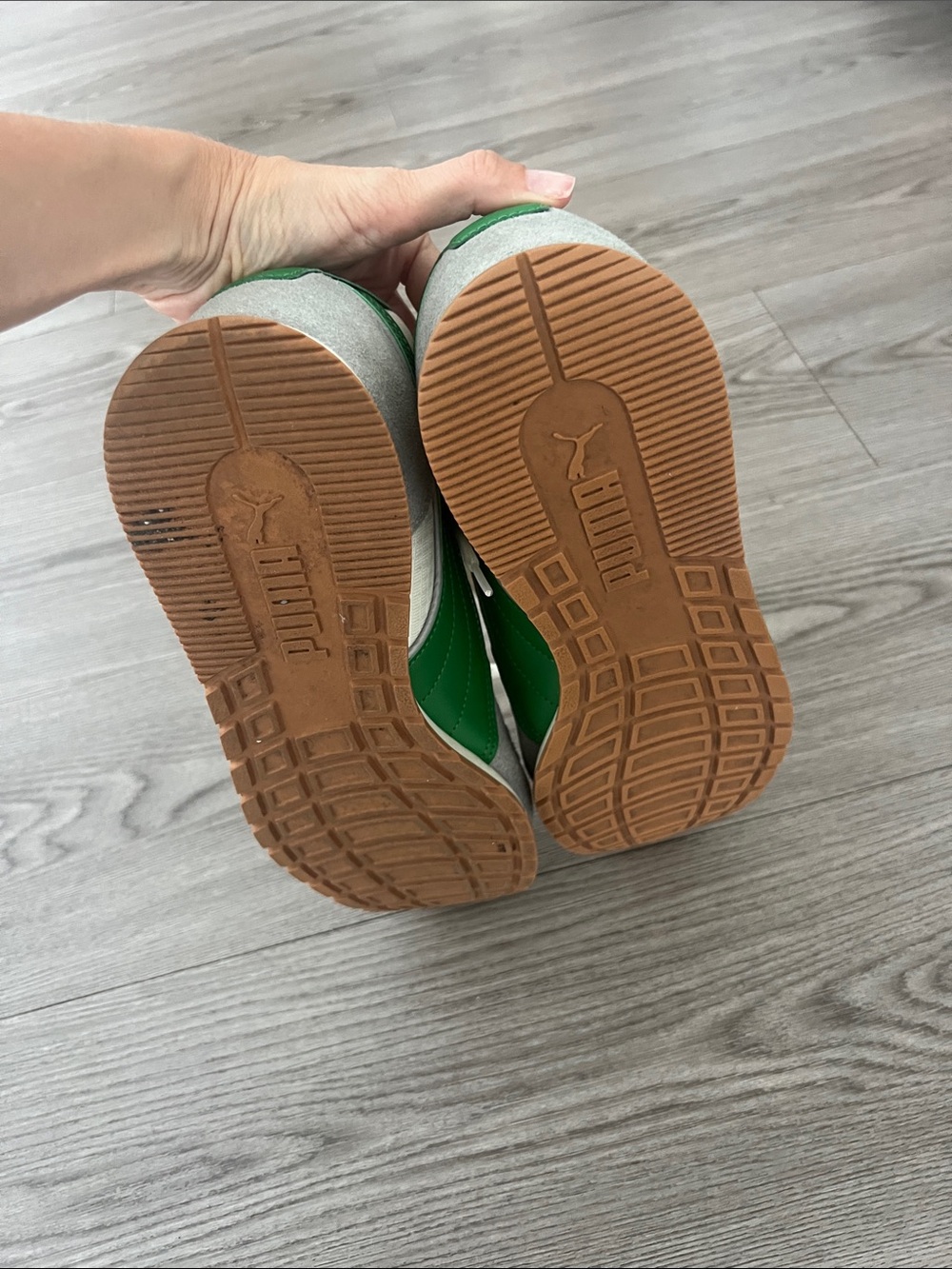 Puma White, Gray & Green Retro Running Sneakers - Picture 5 of 5